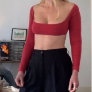 Gil Rodriguez El Tigre Chiquito L/S Crop Top XS Red Tomate